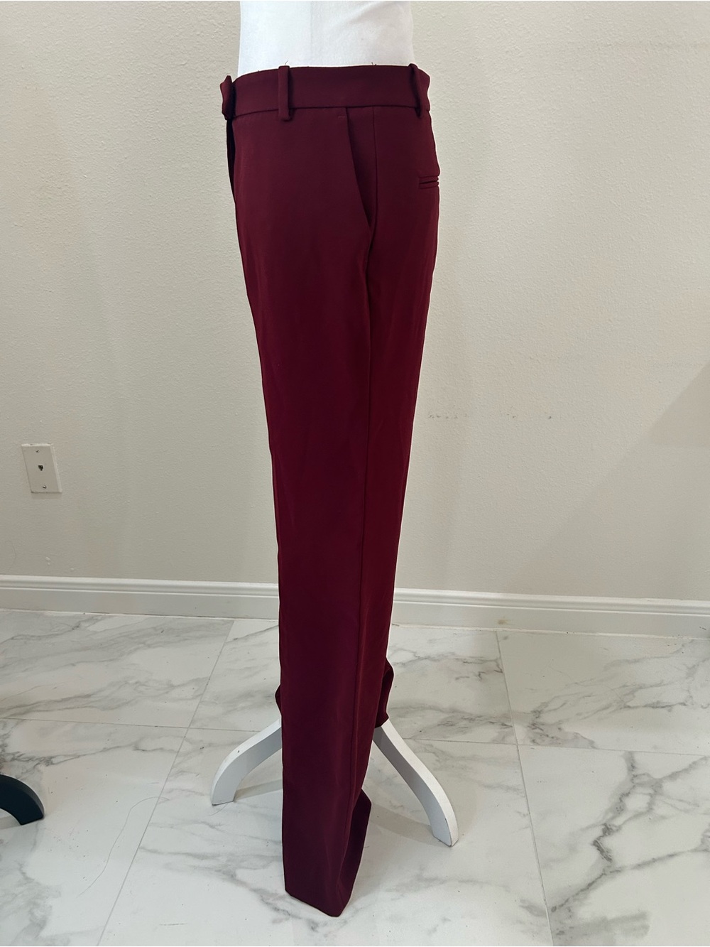 Zara Women's High-Waist Straight Leg Pants in Burgundy, Size S - Picture 7 of 8